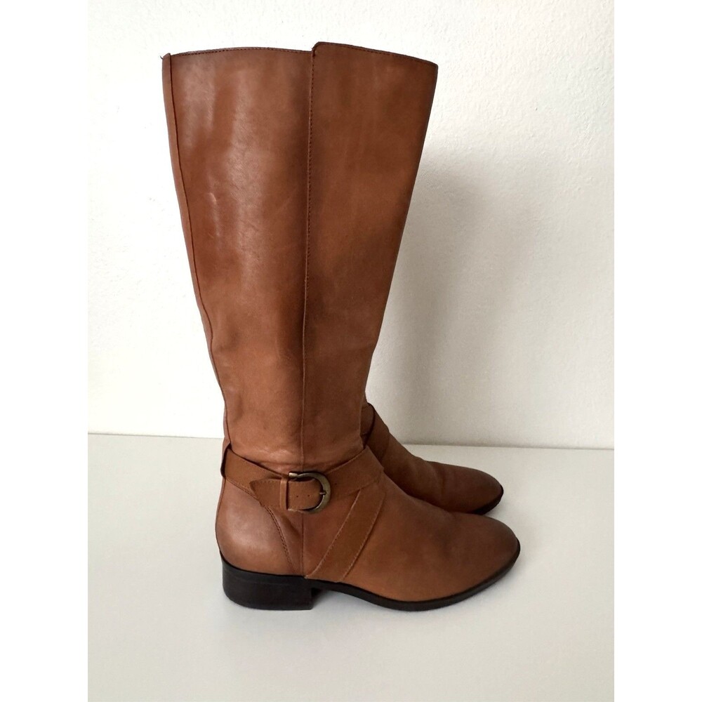 Naturalizer Raisa Brown Leather Knee High Riding Boots Wide Calf Zip Women’s 9W
